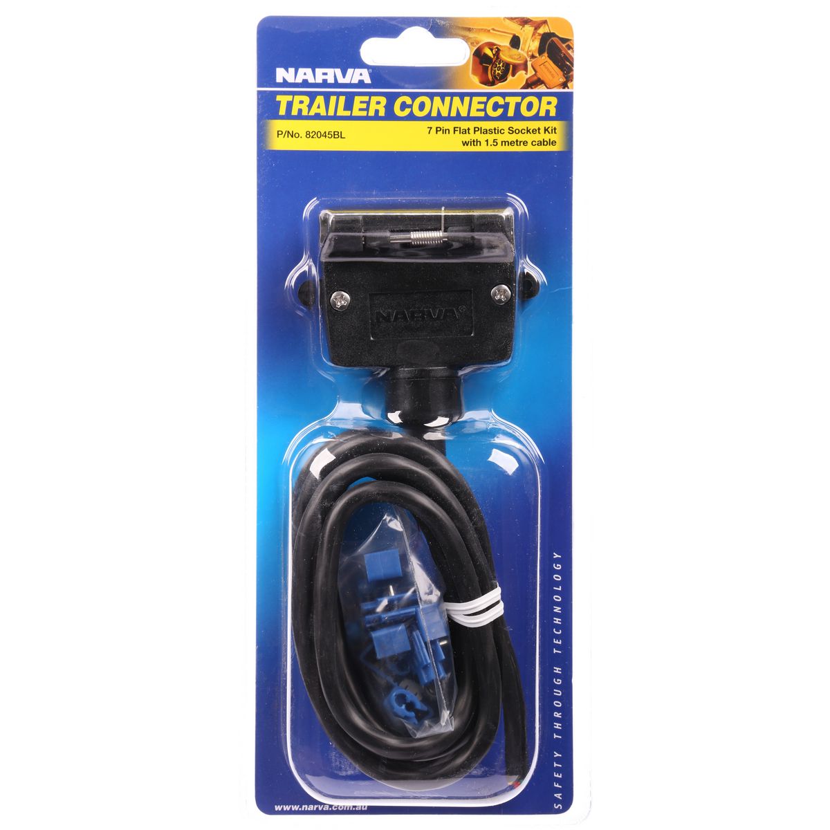 Narva 7 Pin Trailer Plug Flat Plastic 82045BL