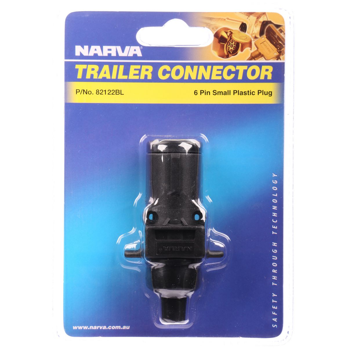 Narva 6 Pin Trailer Plug Small Round Plastic 82122BL