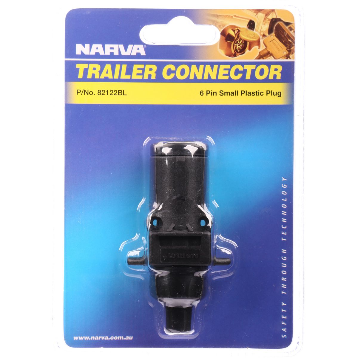 Narva 6 Pin Trailer Plug Small Round Plastic 82122BL
