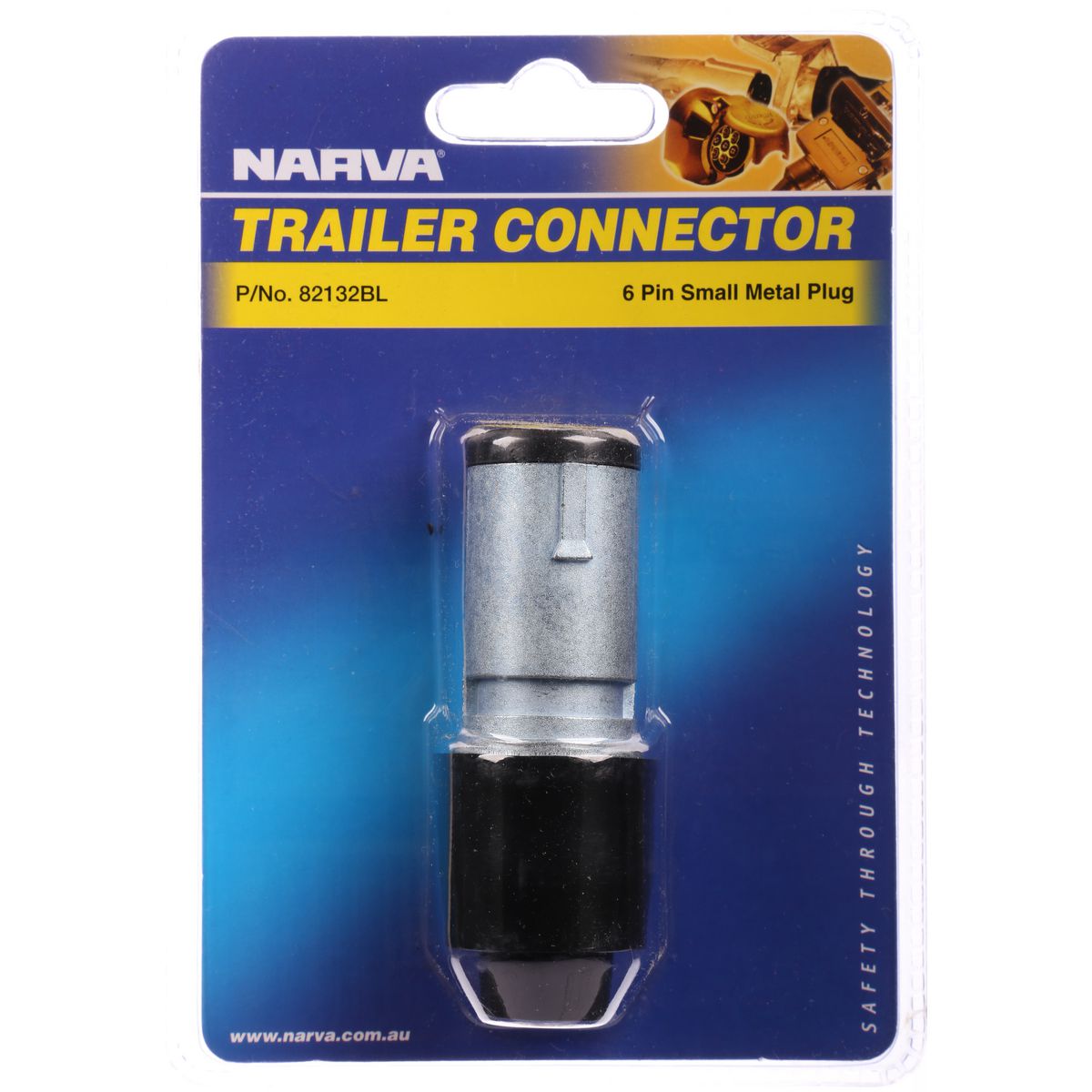 Narva 6 Pin Trailer Plug Small Round Metal 82132BL