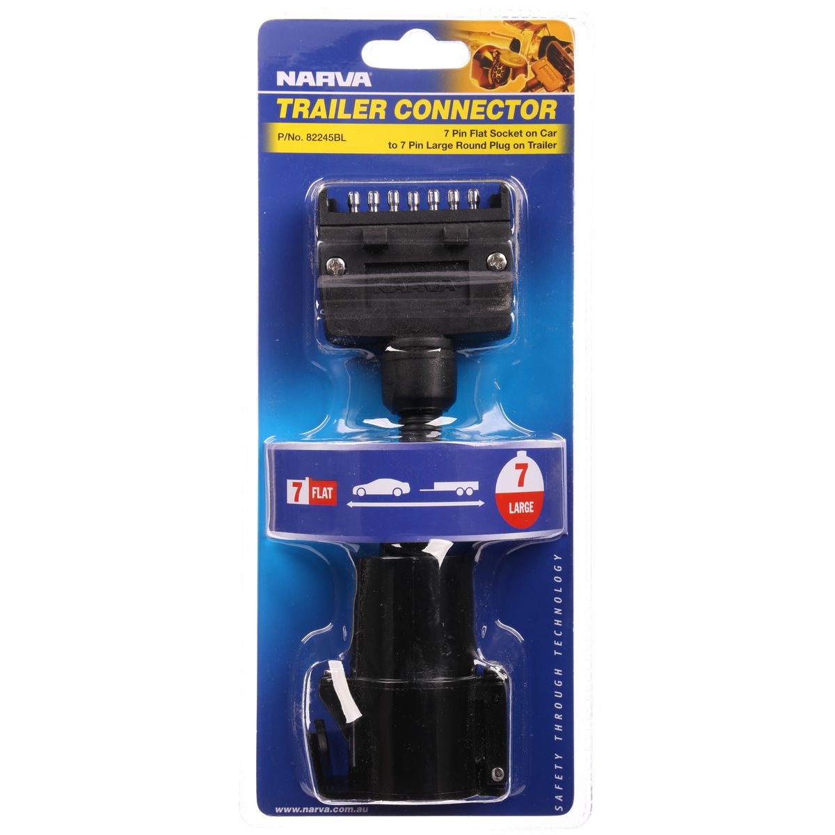 Narva Trailer Adapter Flat to Large Round 82245BL