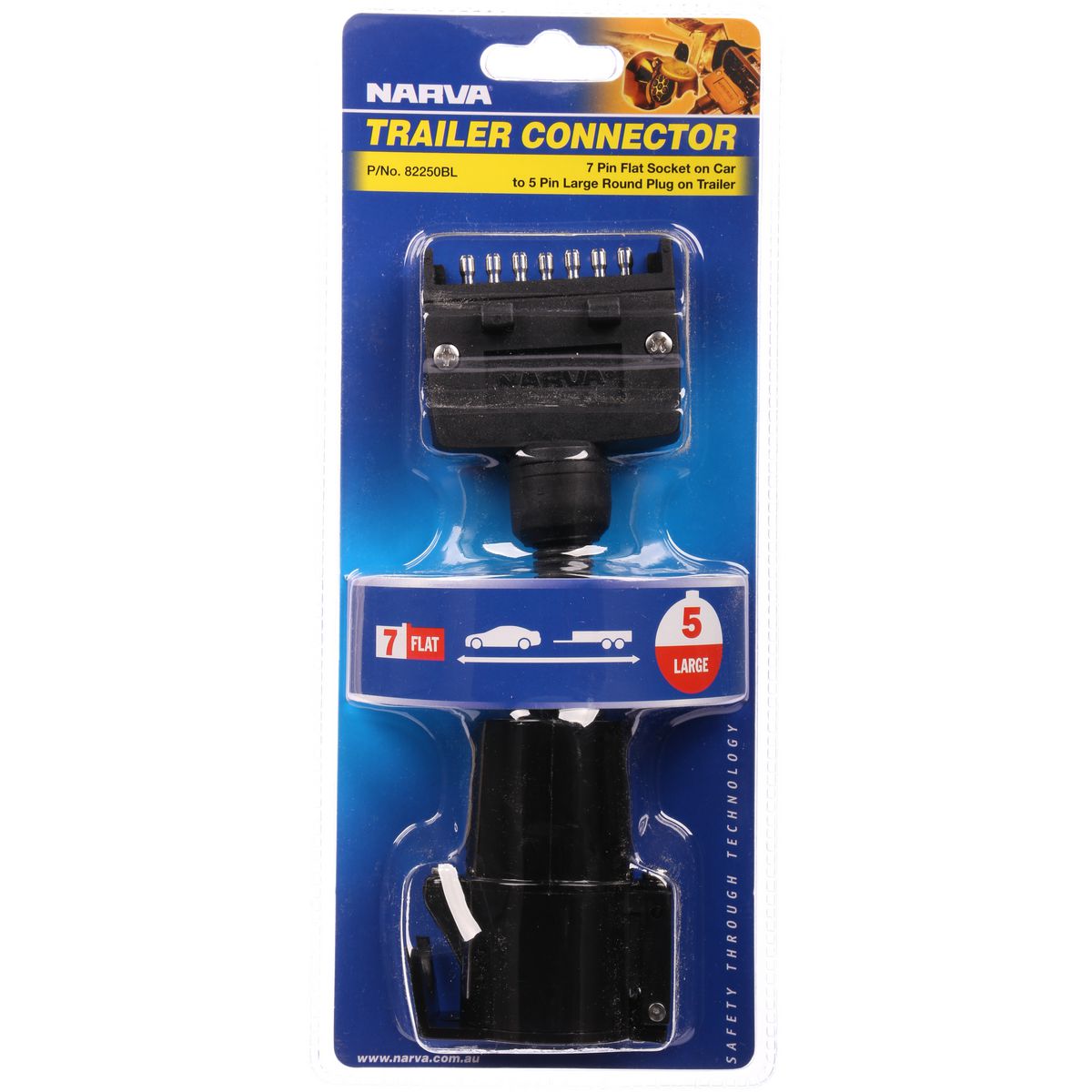Narva Trailer Adapter Flat to Large Round 82250BL