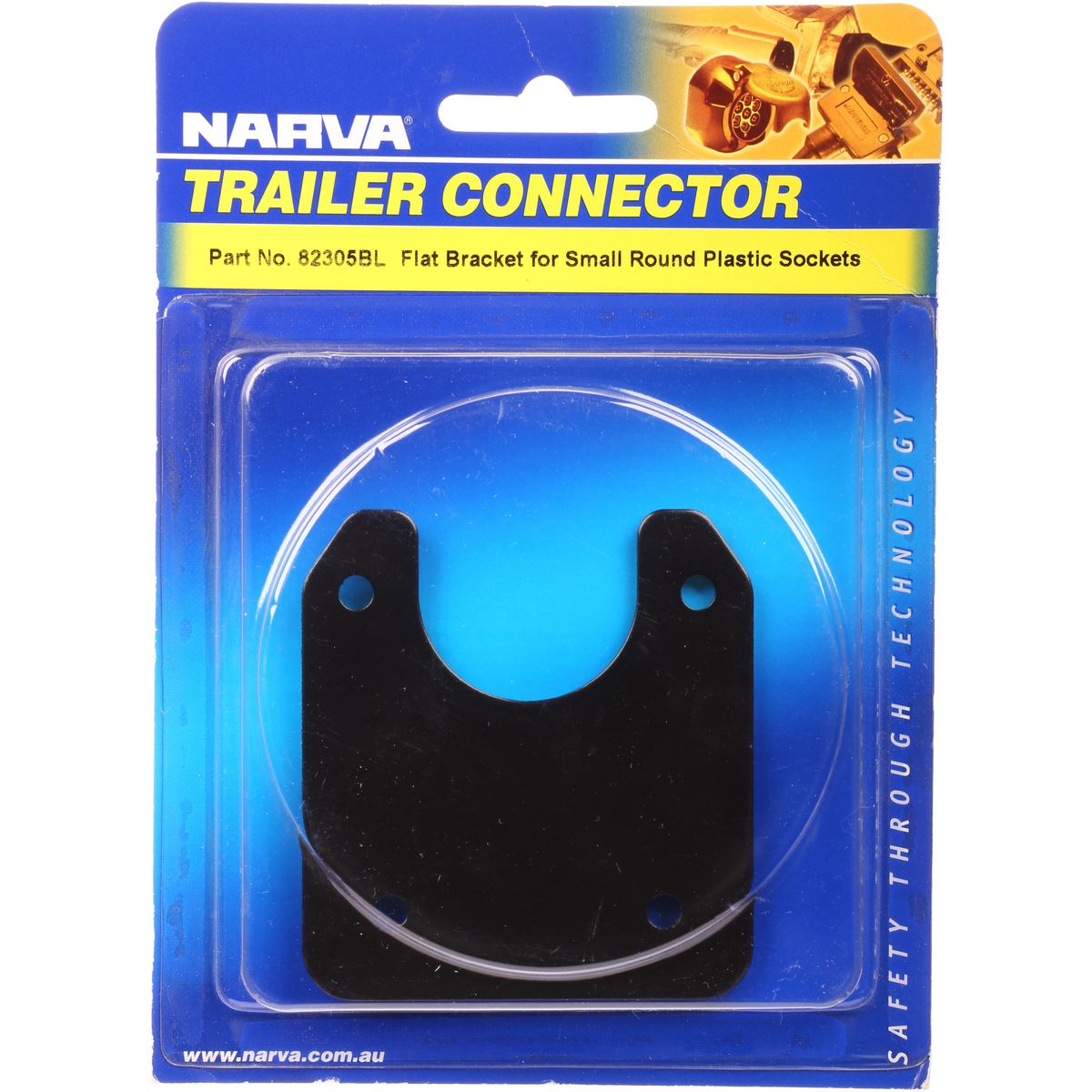 Narva Trailer Plug Flat Bracket Suits Small Round Plastic Sockets 82305BL