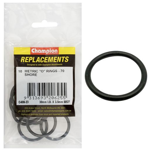 Champion Fasteners O Ring Nitrile Rubber 70 Shore  30mm x 3.5mm Refill Pack C408-23