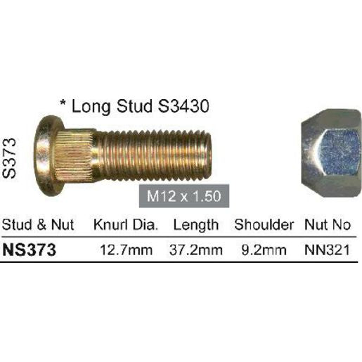 NICE Products Stud & Nut M12x1.50 NS 373