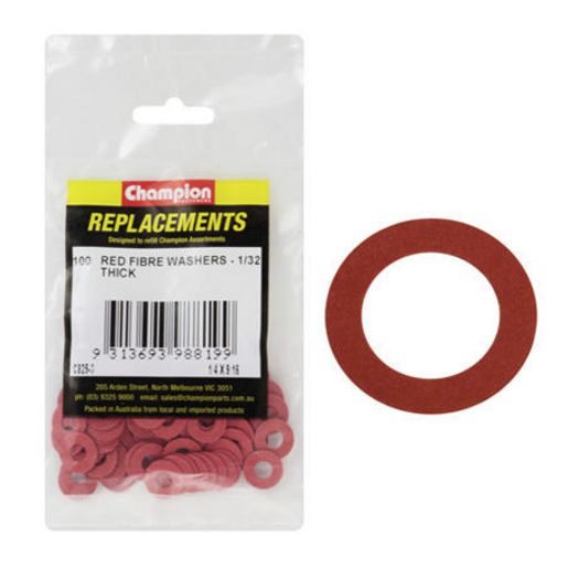 Champion Fasteners Washer Flat Fibre 1/4in x 9/16in x 1/32in Red C825-3