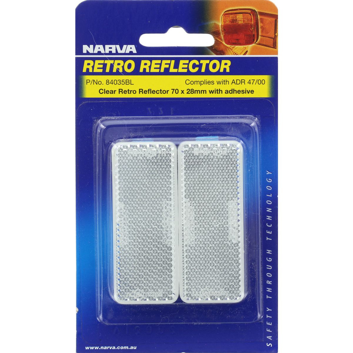 Narva Reflector 70mmx28mm Clear Self Adhesive 84035BL