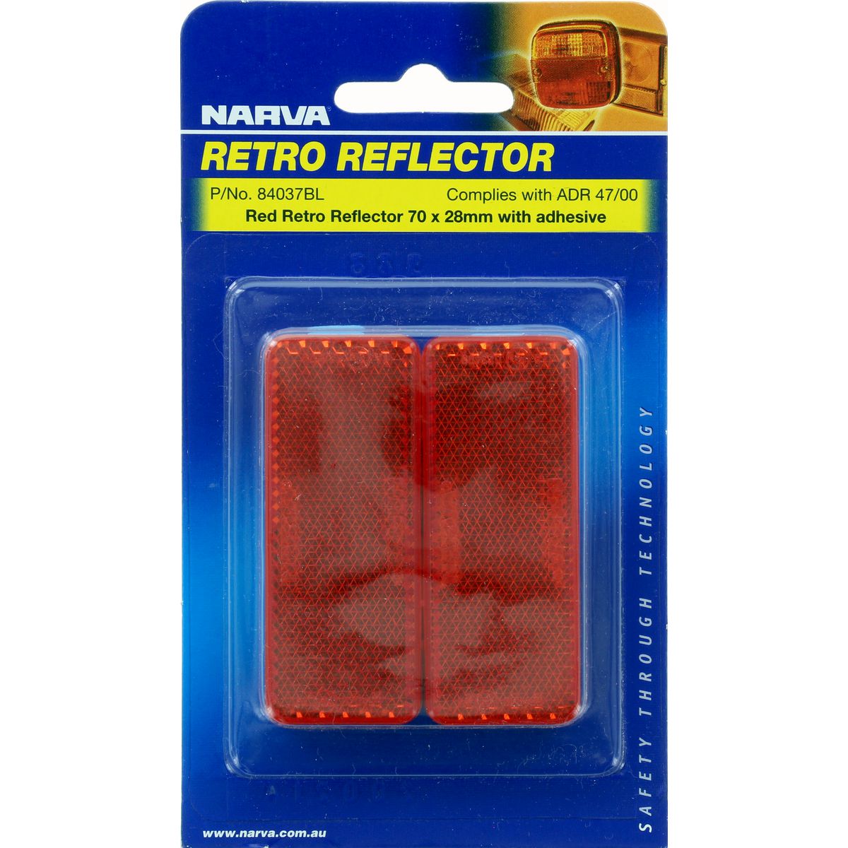 Narva Reflector 70mmx28mm Red Self Adhesive 84037BL