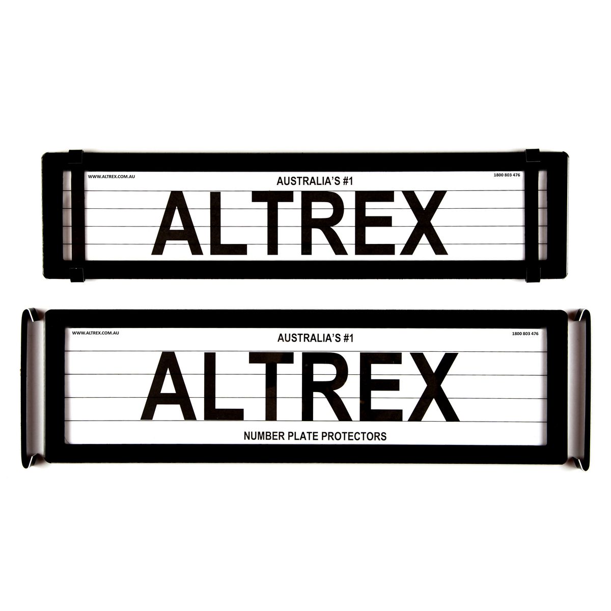 Altrex Number Plate Covers Black With Lines Premium Combination Metal Clips