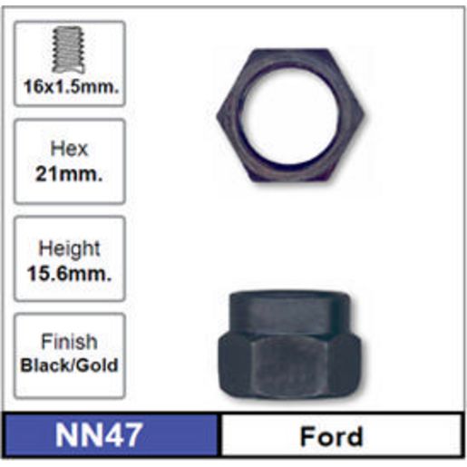 NICE Products Wheel Hub Nut 21mm Black (2 Pack) NN47 2