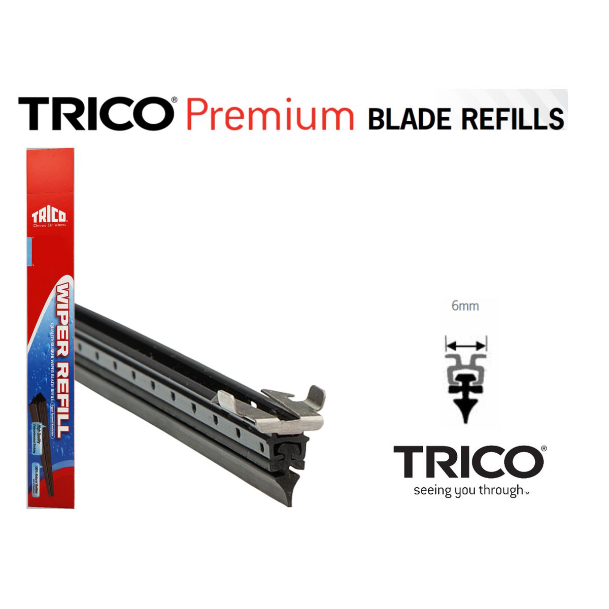 Trico Premium Wiper Refill Polycarb Backed 6mm x 610mm Pair TRN610