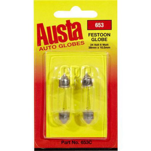 Austa Globe-24V 6W Festoon Card (2) 653C