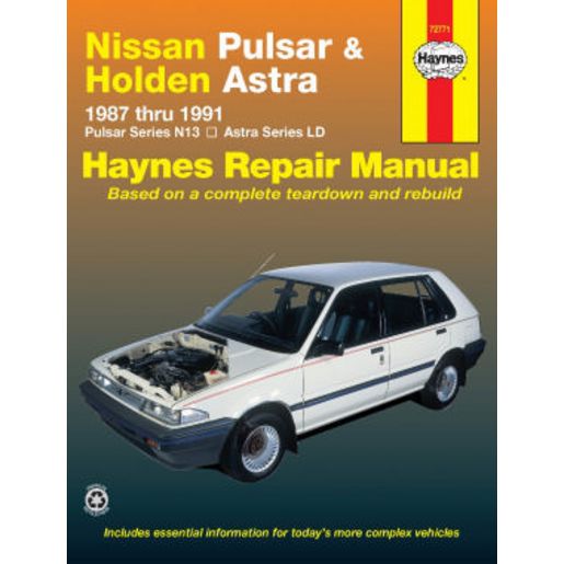 Haynes Owner's Workshop Manual - Nissan Pulsar & Holden Astra 1987-1991 72771