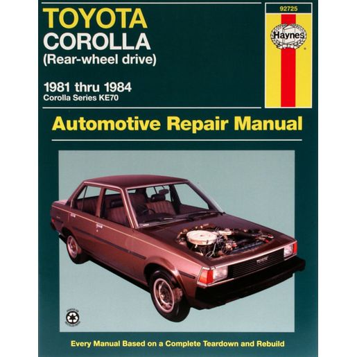 Haynes Owner's Workshop Manual - Toyota Corolla (RWD) 1981-1984 92725