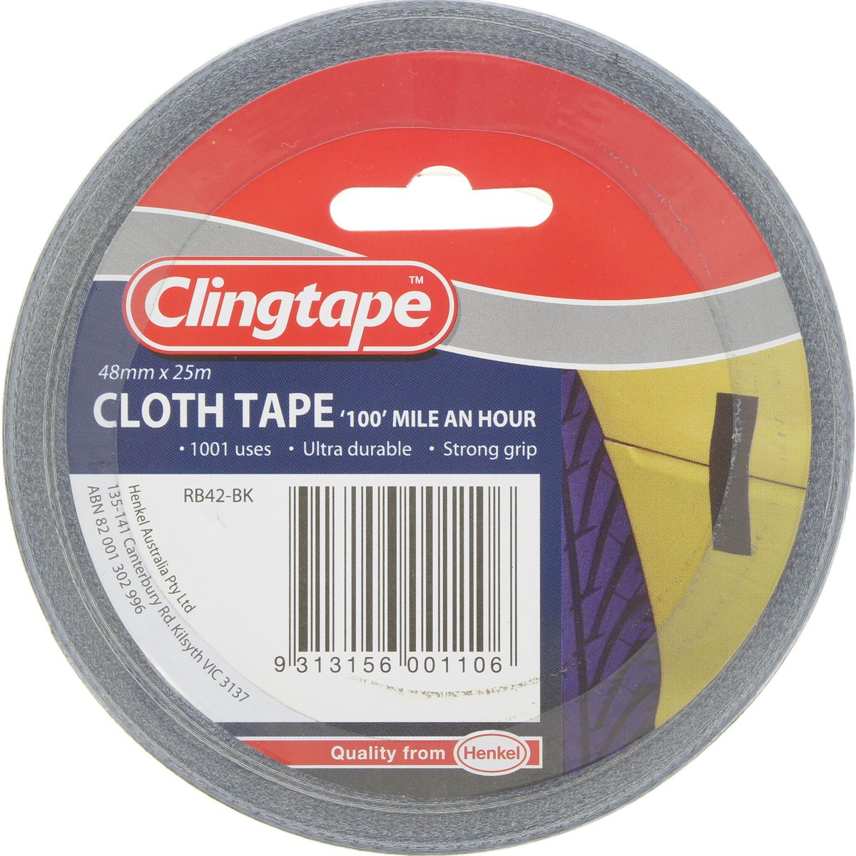 Clingtape Cloth Tape 48mm x 25m Black RB42BK