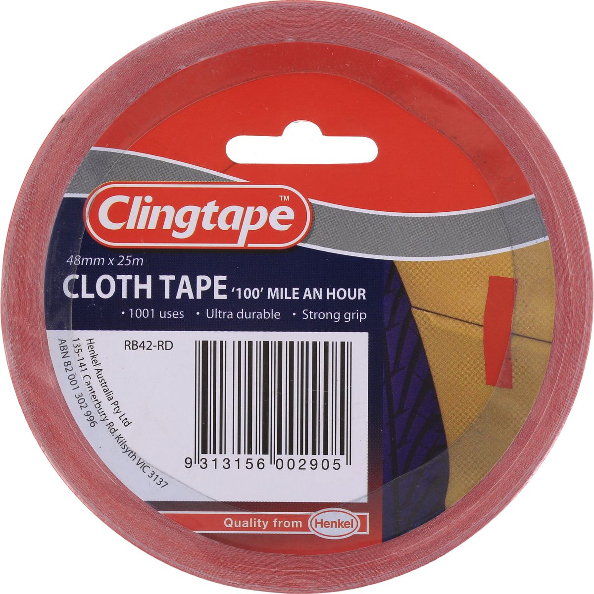 Clingtape Cloth Tape 48mm x 25m Red RB42RD