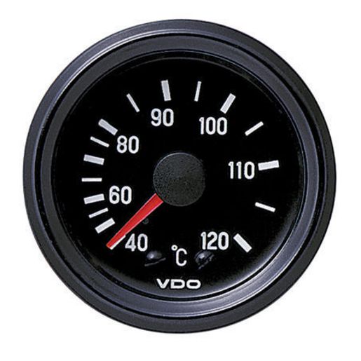 VDO Water Temperature Gauge Mechanical 40-120deg C 4m Tube Length 52mm Round 180077021