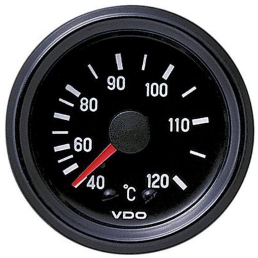 VDO Water Temperature Gauge Mechanical 40-120deg C 4m Tube Length 52mm Round 180077021