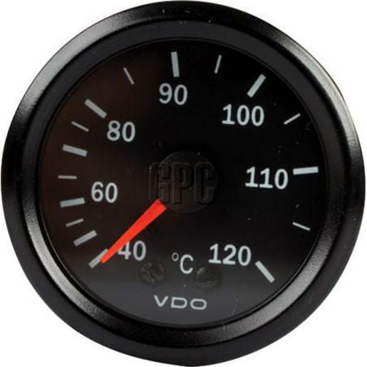 VDO Water Temperature Gauge Mechanical 40-120deg C 1600mm Tube Length 52mm Round 180077022