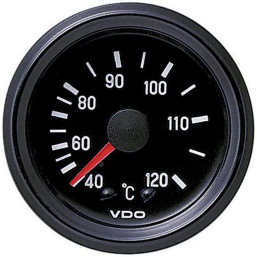 VDO Water Temperature Gauge Mechanical 40-120deg C 2600mm Tube Length 52mm Round 180077023