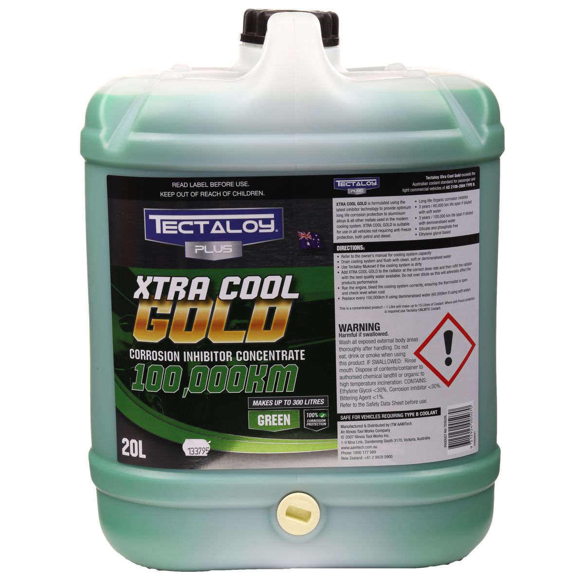 Tectaloy XTRA Cool Gold Concentrate Coolant Green 20L