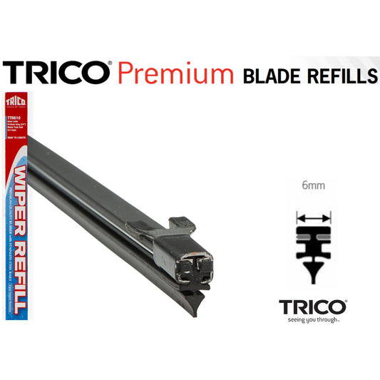 Trico Premium Wiper Refill Twin Metal Rail 6mm x 610mm Pair TTR610