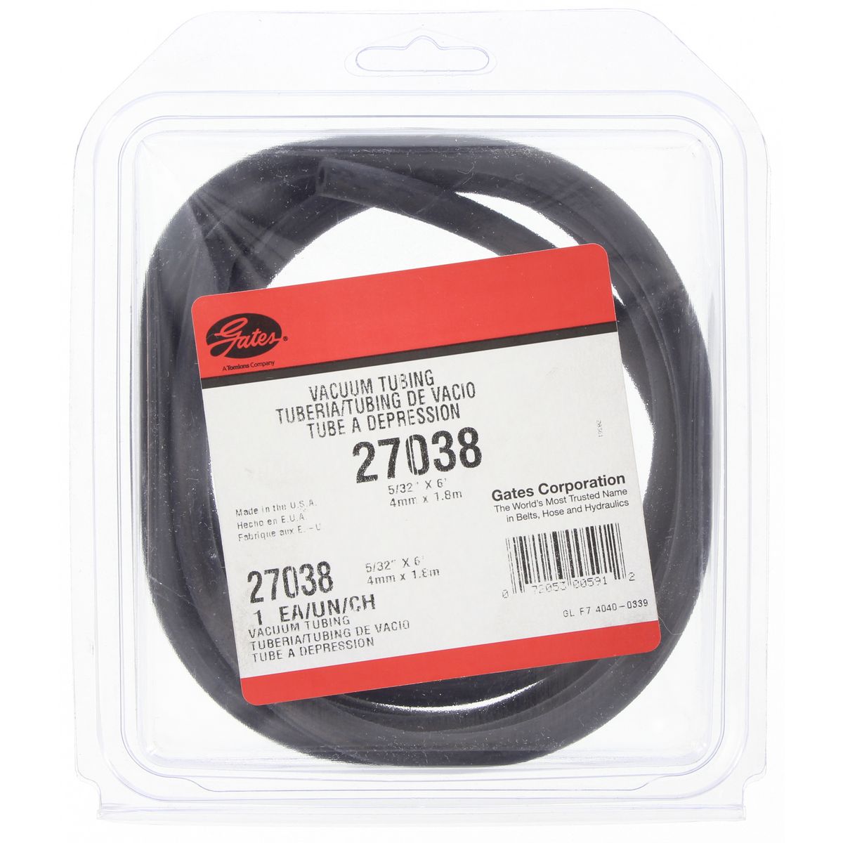 Gates Vacuum Hose 5/32" x 1.8m 27038
