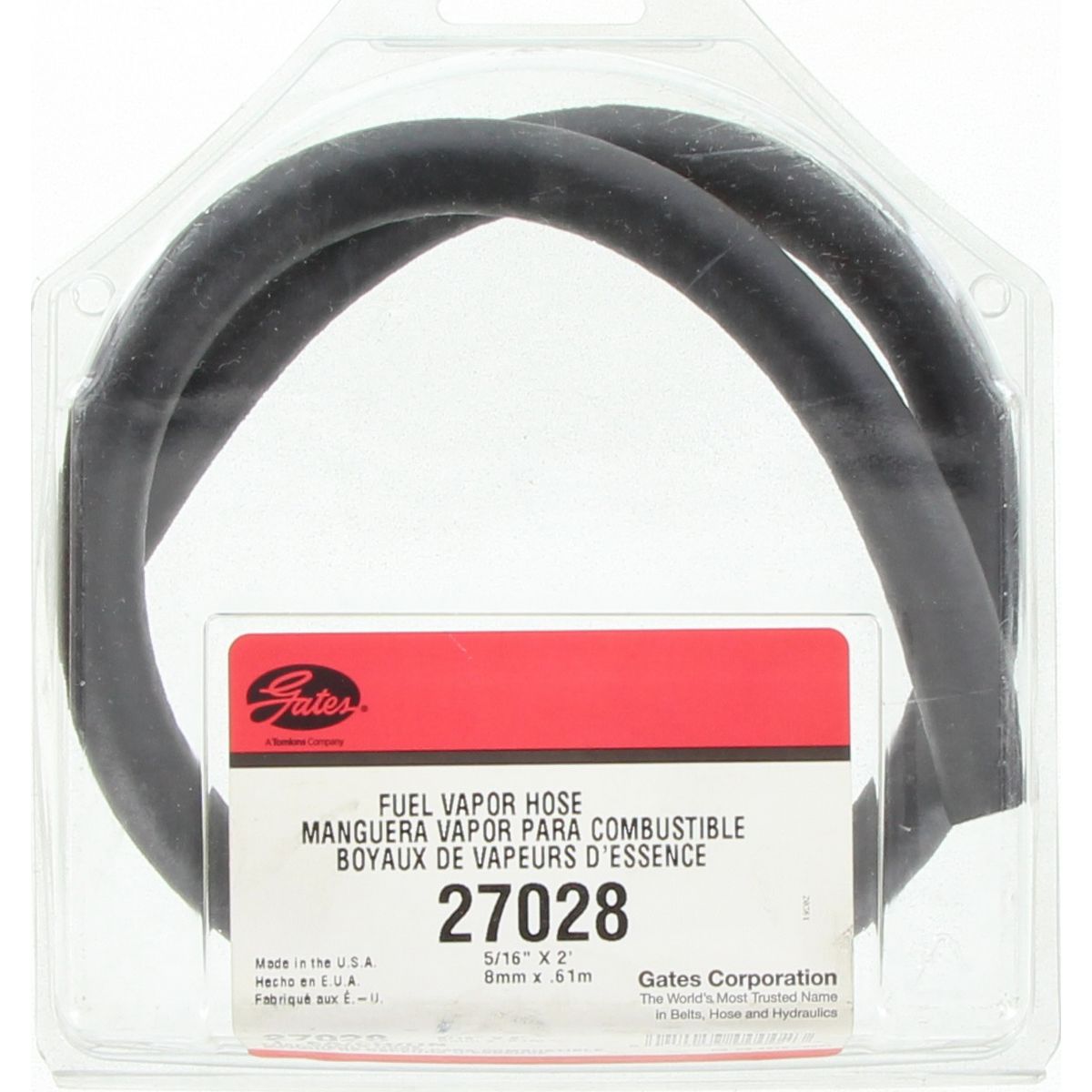 Gates Fuel Hose 5/16In X 2Ft - Id 0.3125In / 8mm 27028