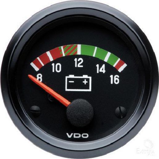 VDO Voltmeter Gauge Analogue 8-16V Range 12V 52mm Round 332030001