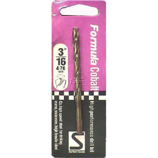 Sutton Jobber Drill Bit HD Cobalt HSS 3/16in. Dia 59mm L2 89mm L1 CO316