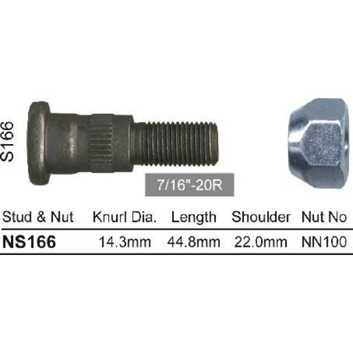 NICE Wheel Stud & Nut 7/16" 44.8mm NS166