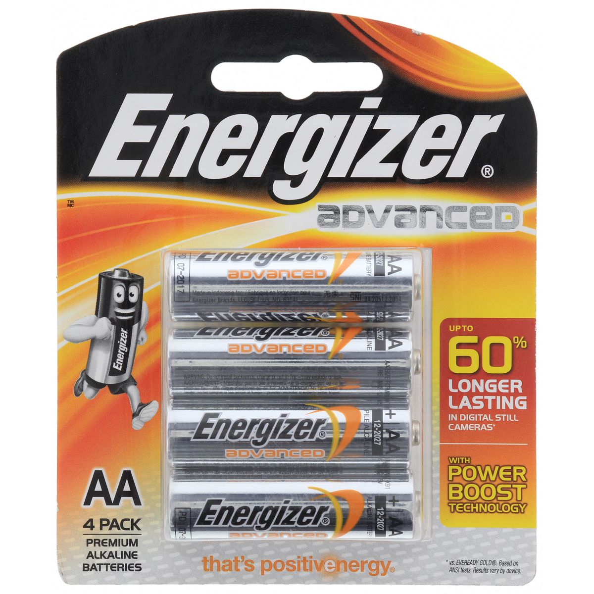 Energizer Advanced Alkaline AA Batteries 4 Pack X91RP4T