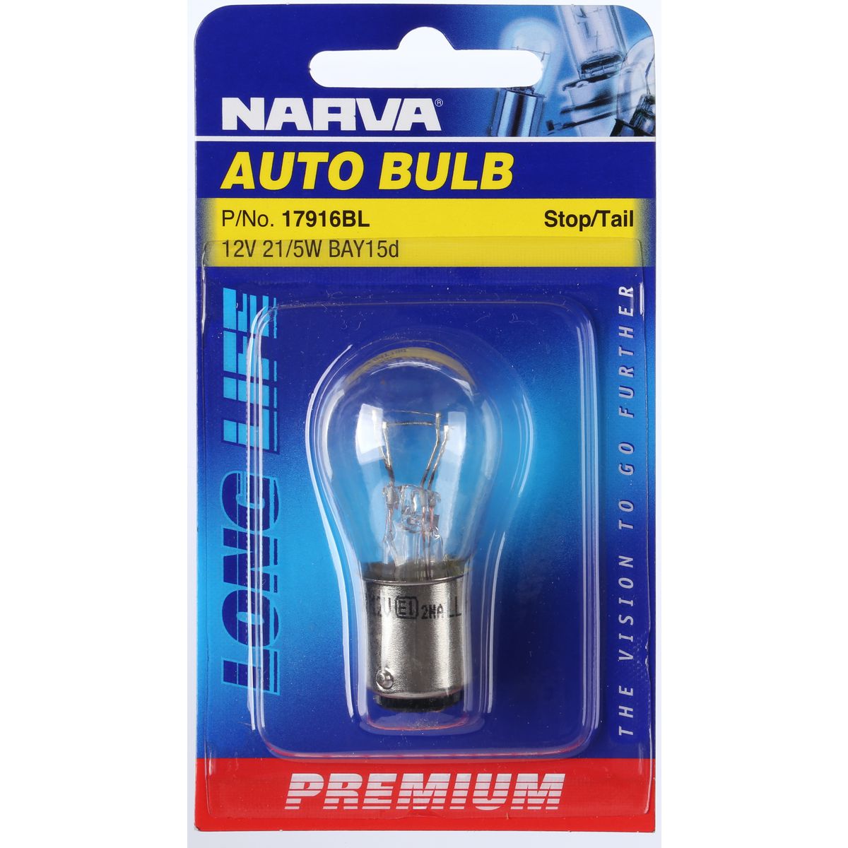 Narva Globe Premium Incandescent BAY15D P21/5W 12V 21/5W Blister Pack 17916BL