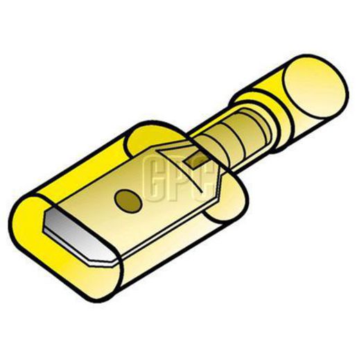 Narva Terminal Male Blade Insulated Yellow 6.3mm (50Pk) 56113