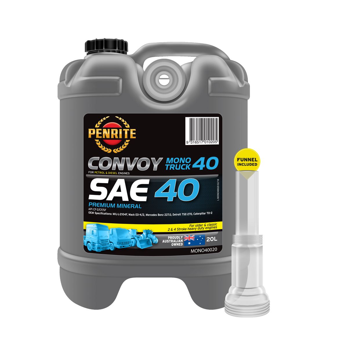 Penrite Oil Convoy Mono Truck 40 Engine Oil 20L MONO40020