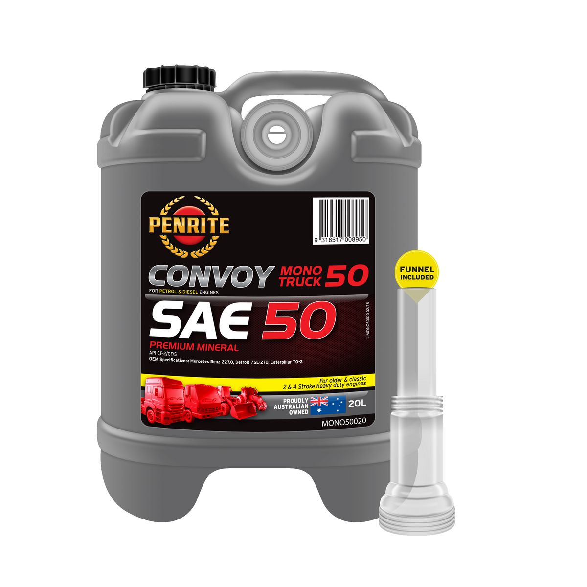 Penrite Convoy Mono Truck 50 SAE 50 Engine Oil 20L MONO50020