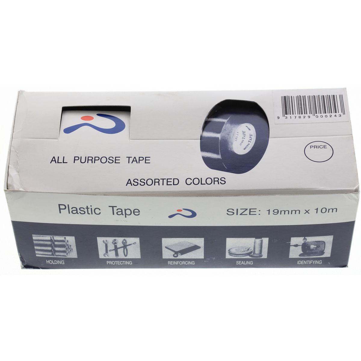 Nitto PVC Tape Display Box 12 X 10M Rolls In Assorted Colours 19MMX10MASST-E