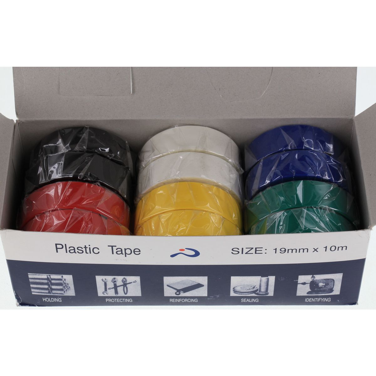 Nitto PVC Tape Display Box 12 X 10M Rolls In Assorted Colours 19MMX10MASST-E