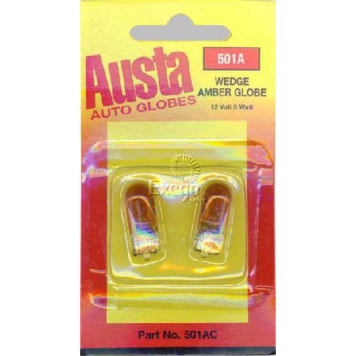 Austa Globe-Wedge 12V/5W Amber Card(2) 501AC