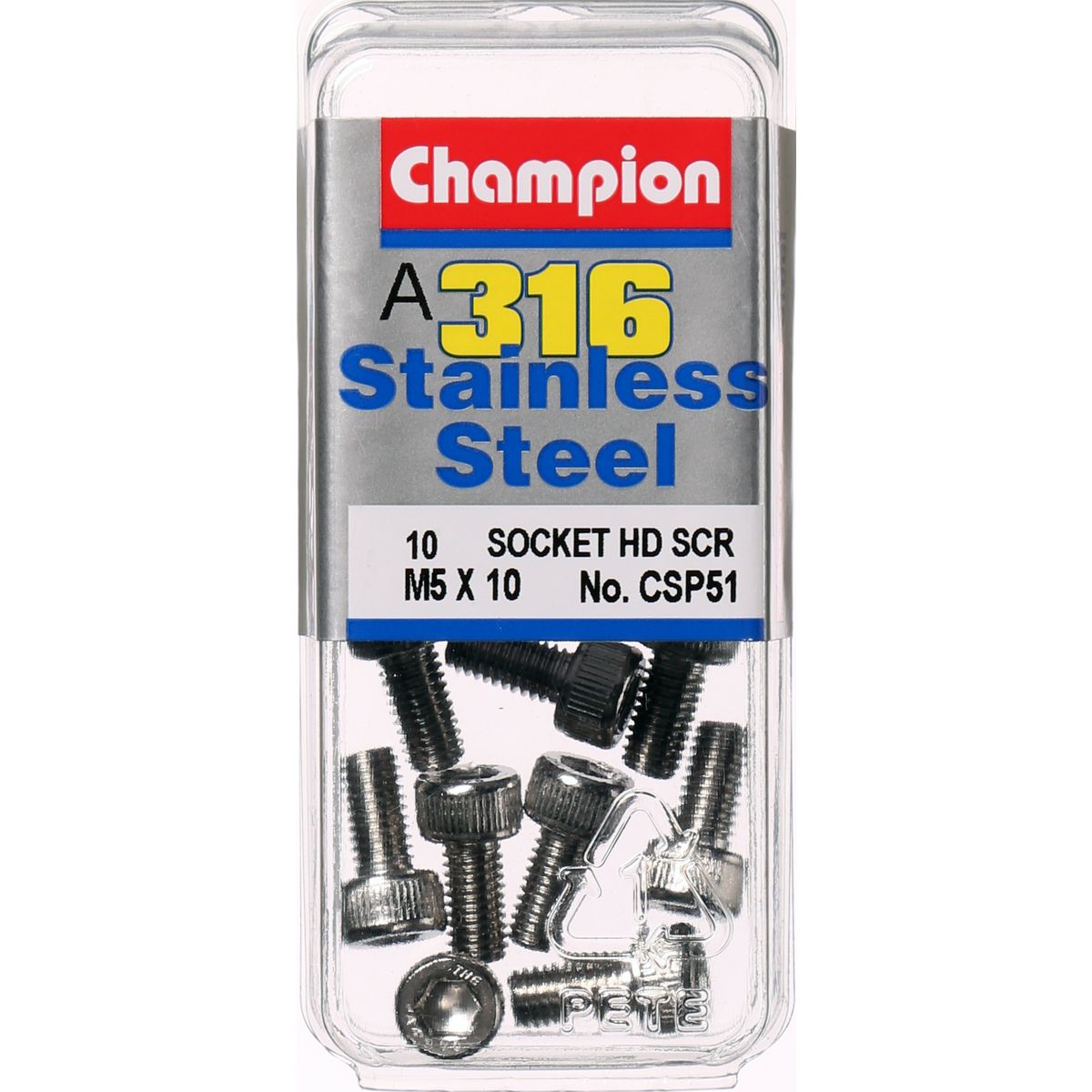 Champion Cap Screw Socket Head Stainless M5 x 10mm 10Pk CSP51