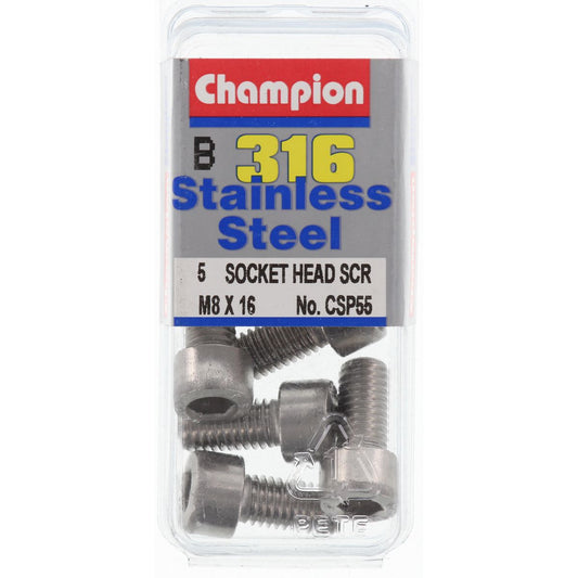 Champion Fasteners Socket Head Cap Screw Stainless Steel M8X16mm 316/A4 CSP55