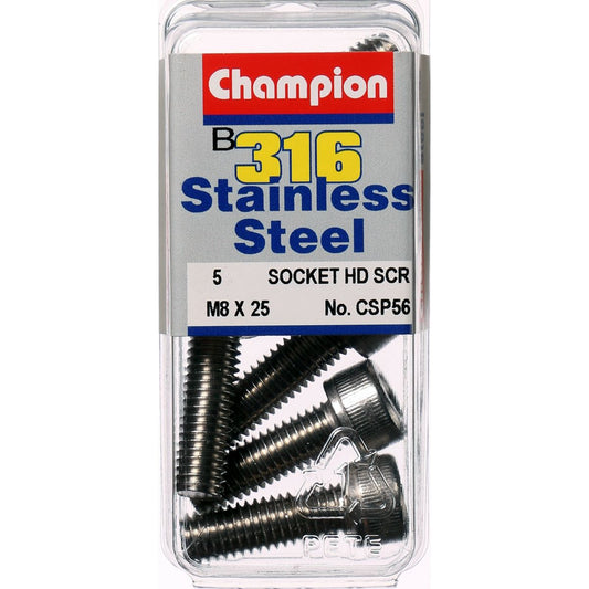 Champion Fasteners Stainless Steel Socket Head Cap M8X25mm Screws CSP56