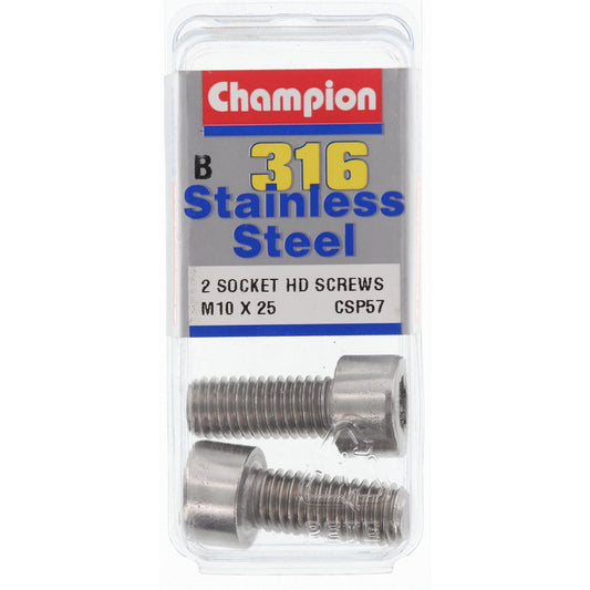 Champion Fasteners Socket Head Cap Screw Stainless Steel M10X25M 316/A4 CSP57