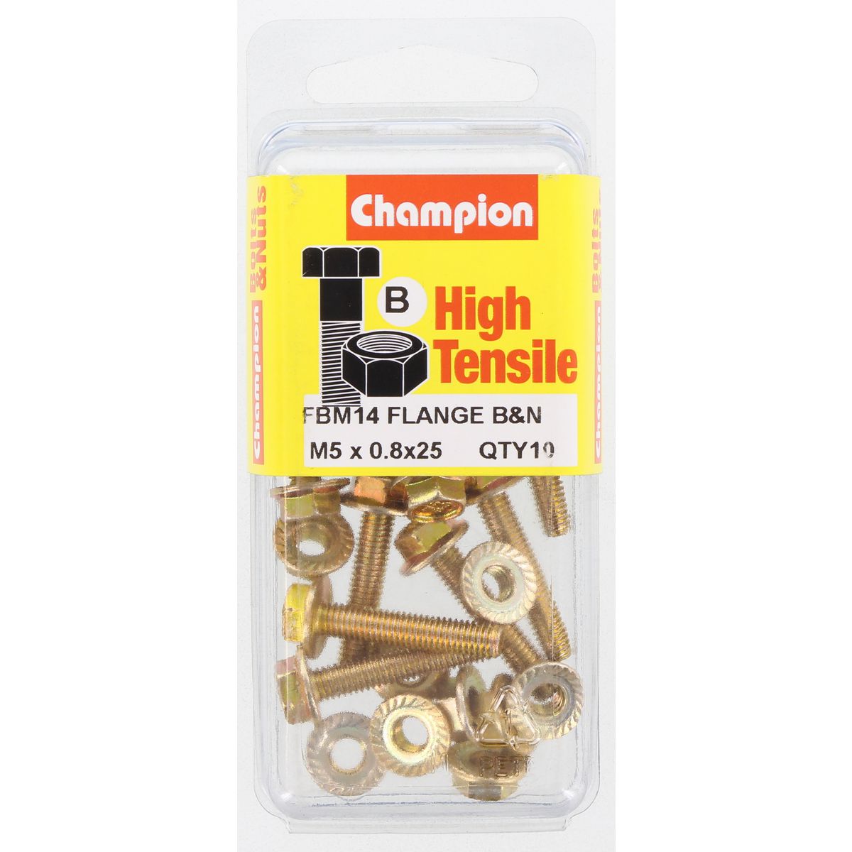 Champion Fasteners Hex Set Screw & Nut High Tensile Flanged 8Af M5 X 25mm Grade 8.8 FBM14