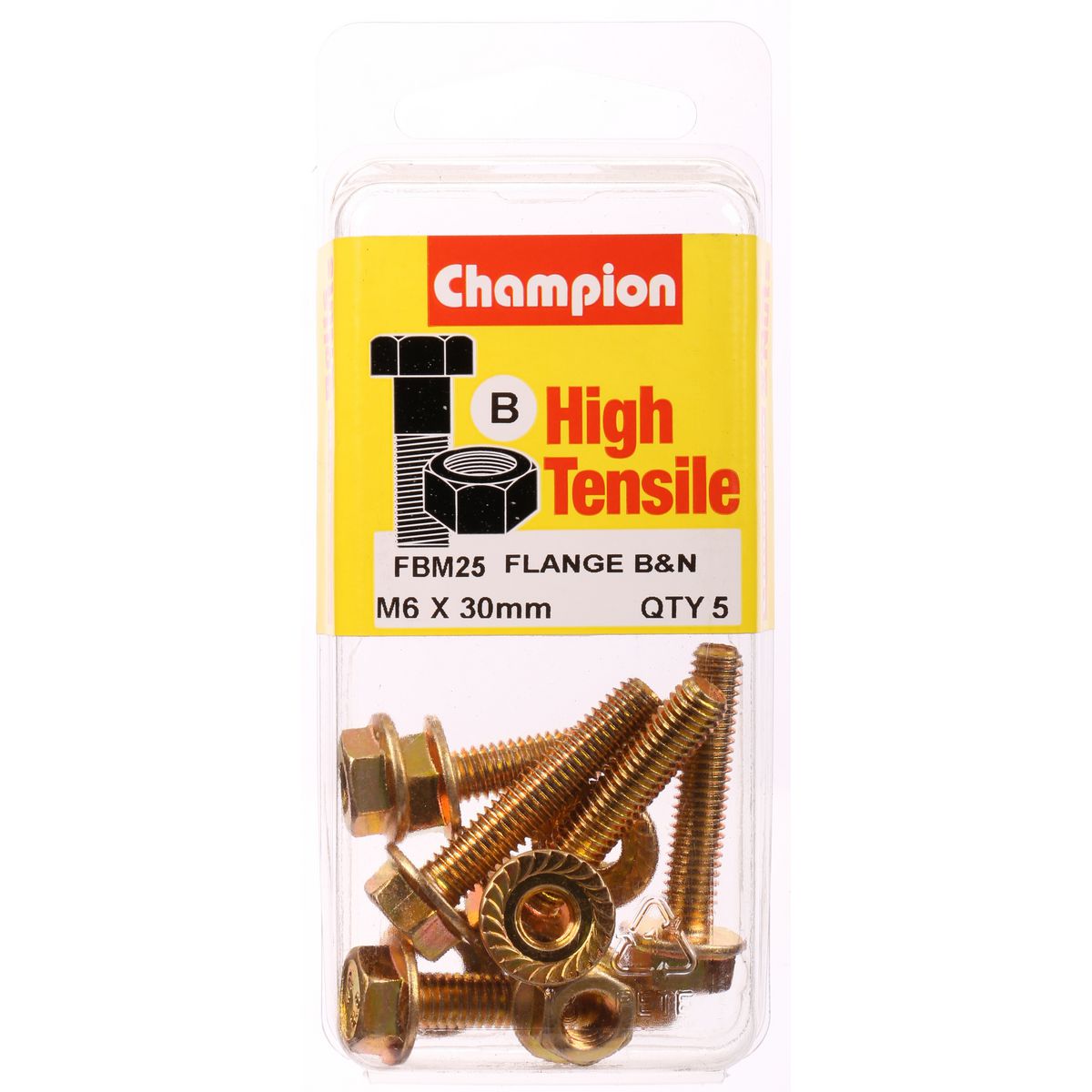 Champion Fasteners Hex Set Screw & Nut High Tensile Flanged 10Af M6 X 30mm Grade 8.8 FBM25