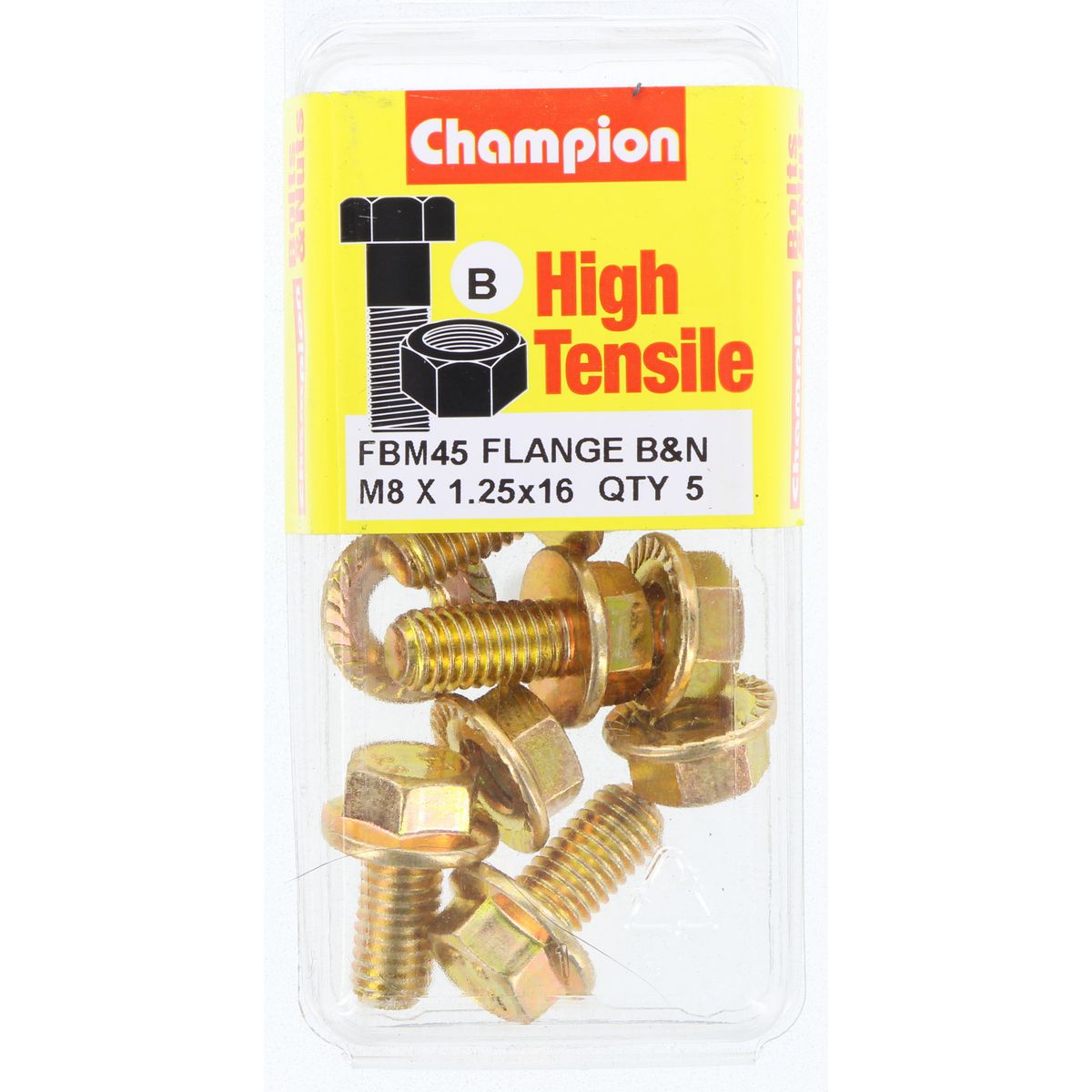 Champion Fasteners Hex Set Screw & Nut High Tensile Flanged 12Af M8 X 16mm Grade 8.8 FBM45
