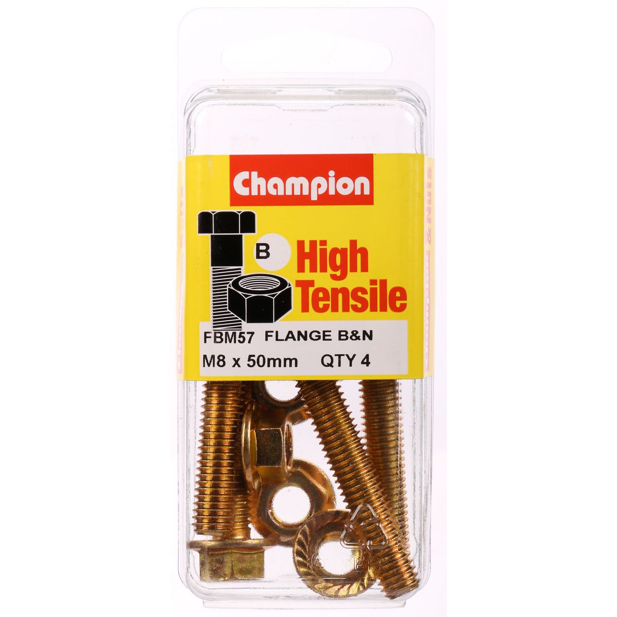 Champion Fasteners Hex Set Screw & Nut High Tensile Flanged 12Af M8 X 50mm Grade 8.8 FBM57