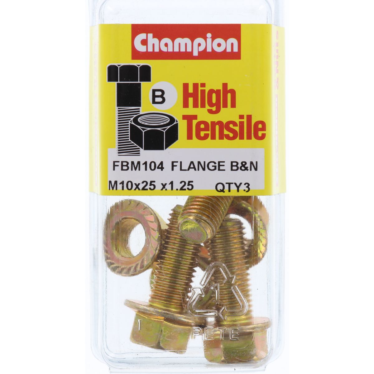 Champion Fasteners M10 X 25 X 1.25mm 14Af Grade 8.8 Bolts And Nuts FBM104