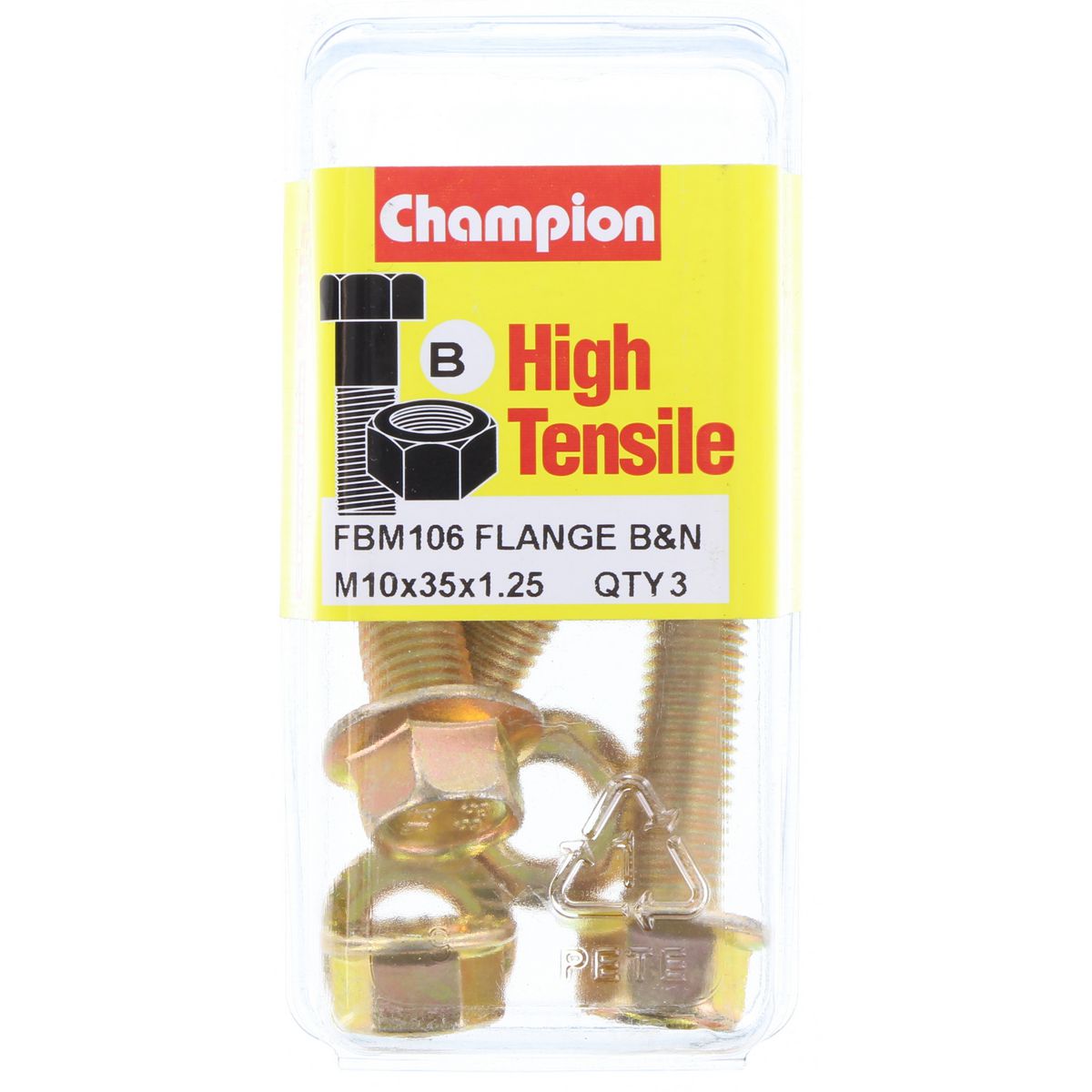 Champion Fasteners Hex Flange Bolt & Nut High Tensile M10 X 35 X 1.25mm 14Af Grade 8.8 FBM106