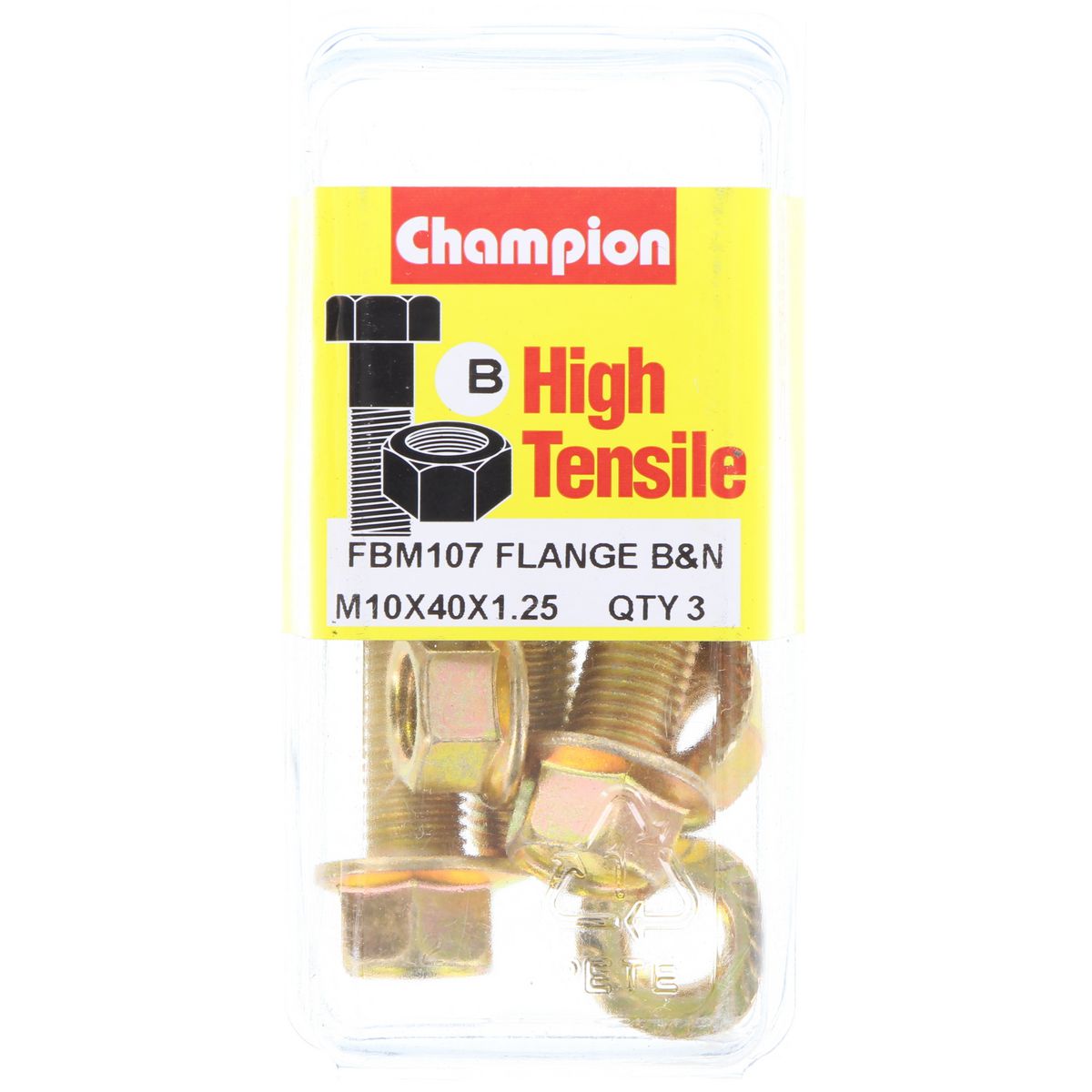 Champion Fasteners Hex Flange Bolt & Nut High Tensile M10 X 40 X 1.25mm 14Af Grade 8.8 FBM107